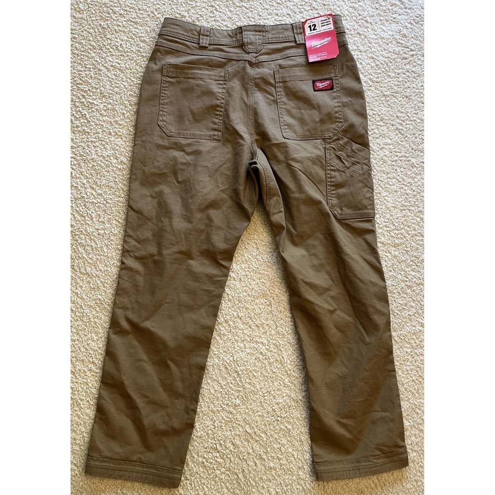 New Milwaukee Straight Fit Crotch Gusset Khaki Work Pants Jeans Women 12 x 30